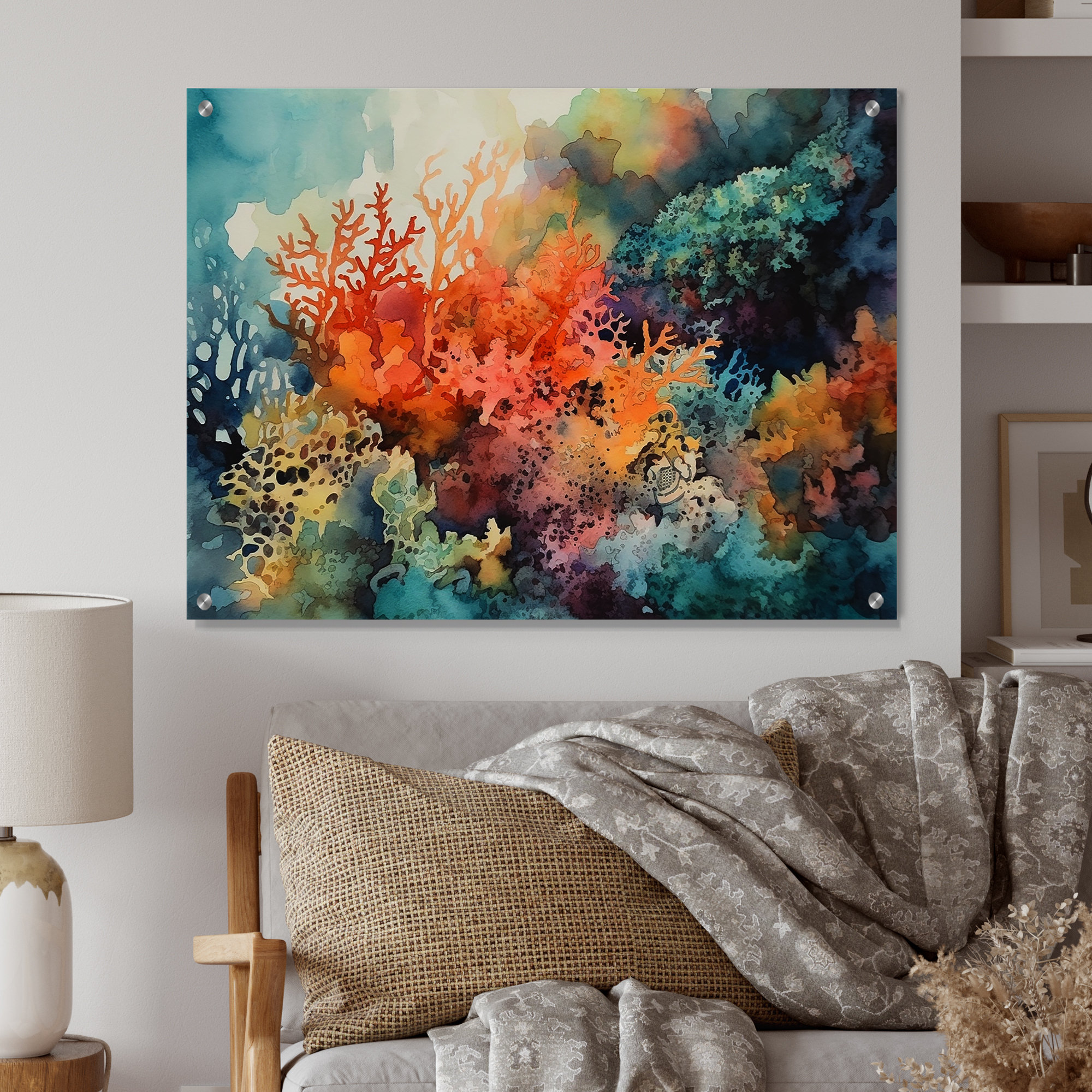 Beachcrest Home™ Vibrant Coral Reef I - Modern Beach Acrylic Wall Art For Living Room | Wayfair