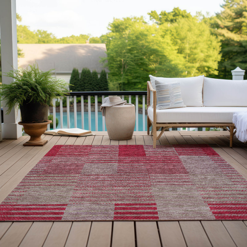 Tapis beige / rose en polyester tissé à la machine Aleid, Rectangle de 10 pi x 14 pi