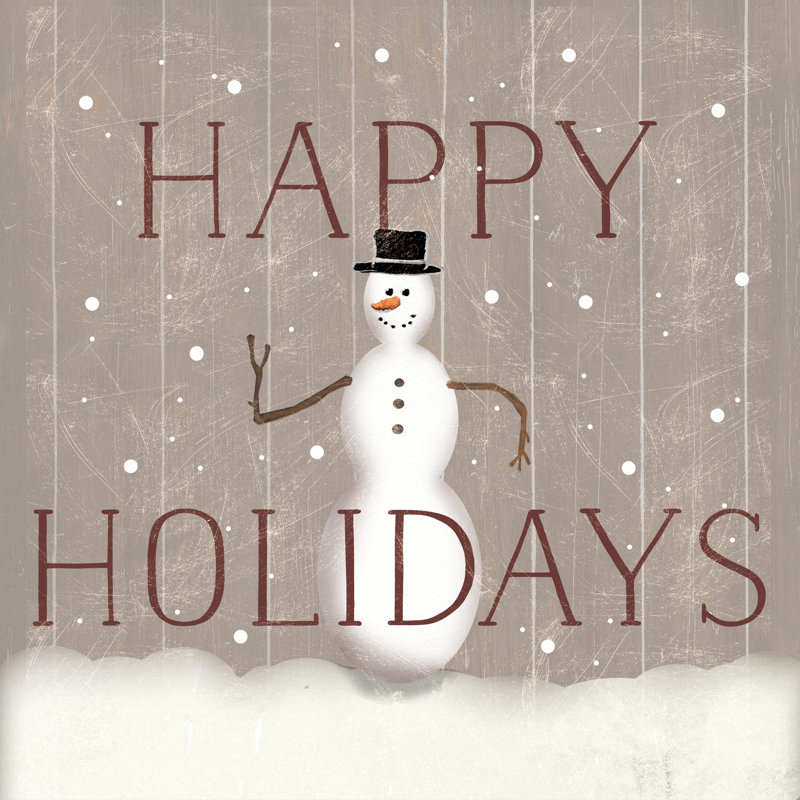 Happy Holidays Snowman - Wrapped Canvas Print, 91cm H x 91cm W x 3.8cm D