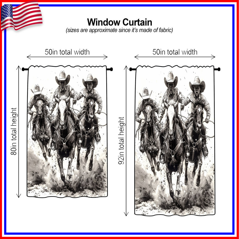 Rideaux de fenêtre Cowboys, Blocage, 50 po x 80 po - 1 panneau