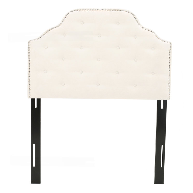 Tête de lit tapissier capitonnée de taille simple, tête de lit en bois massif avec pieds en métal durables, tête de lit simple à hauteur réglable avec garniture cloutée, tête de lit en tissu au design moderne capitonné