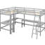 Lit mezzanine en bois simple en L avec 2 bureaux à tricoter intégrés et bureau-2069765362
