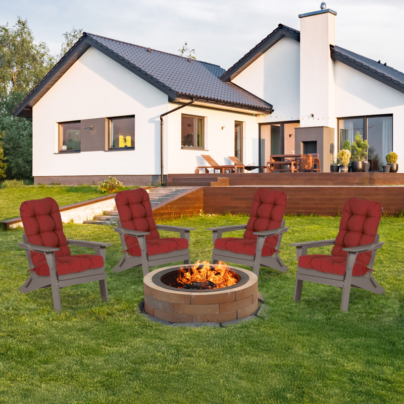 Outdoor Adirondack Chair Seat / Back Cushion (Set of 2), Red