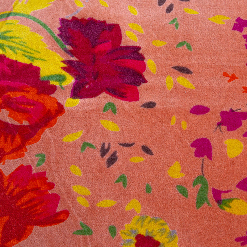 Multicolor Floral Velvet Square Pillow with Ruffle Trim