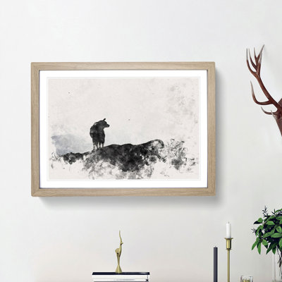 Silhouette of a Wolf - Picture Frame Painting Print
