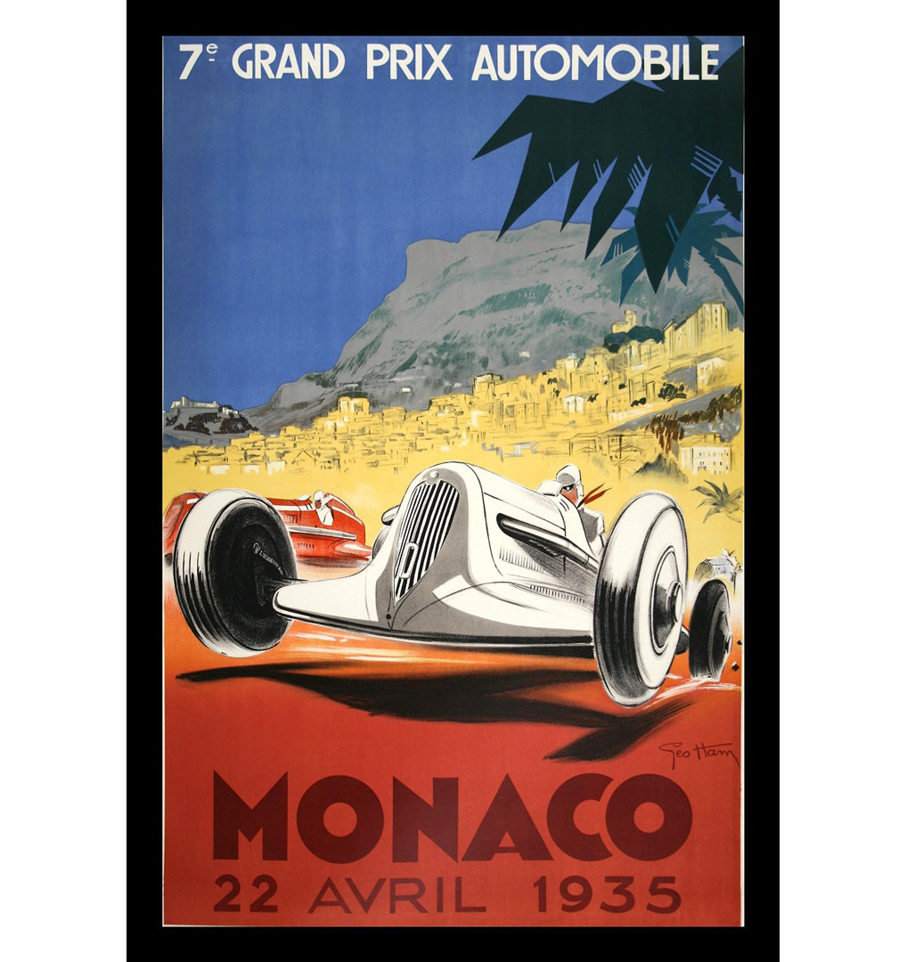 Monaco 1935 Grand Prix Automobile by George Ham Framed Vintage Advertisement Buy Art For Less