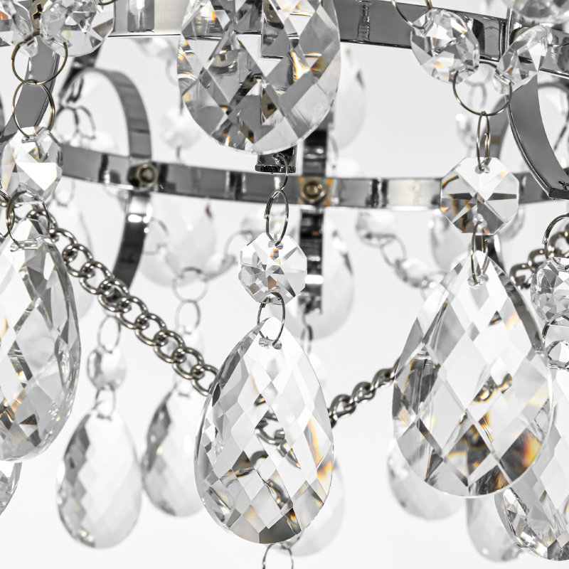 Plafonnier encastré moderne 4 lumières en métal et cristal Glam