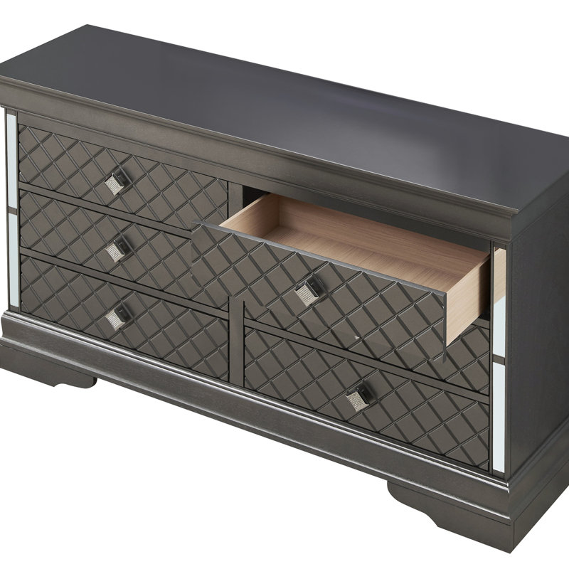 Commode, commode en bois de style traditionnel pour chambre à coucher, Noir