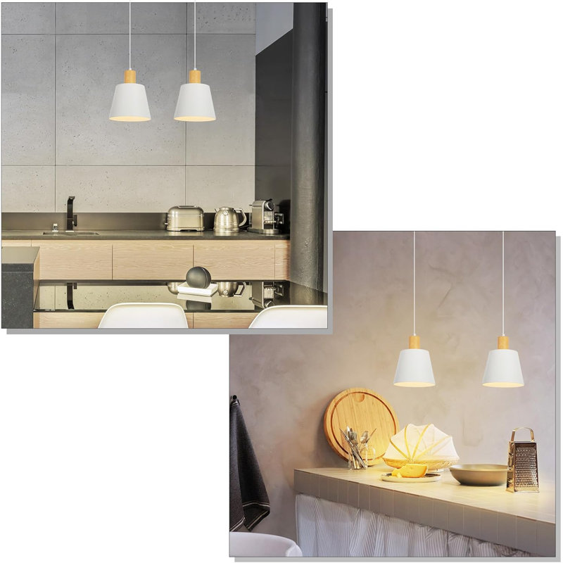 1 - Light Bowl Pendant, Stainless Stee, White