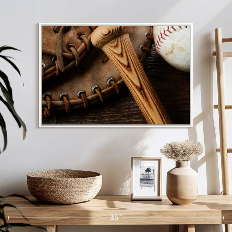 Old Old Baseball Stuff, Cadre flottant blanc, 25 po x 17 po