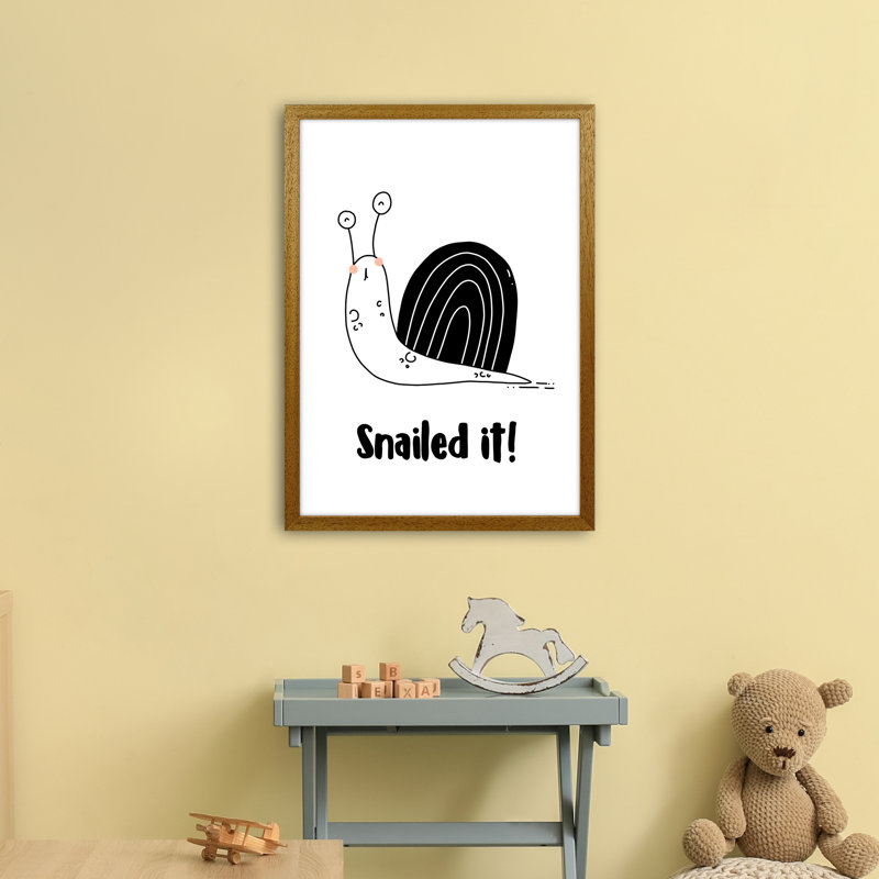 Snail by Miniofmine - Print, Brown Framed, 63cm H x 46cm W x 3cm D