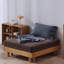Café, canapé en lin brun avec coussin modulaire