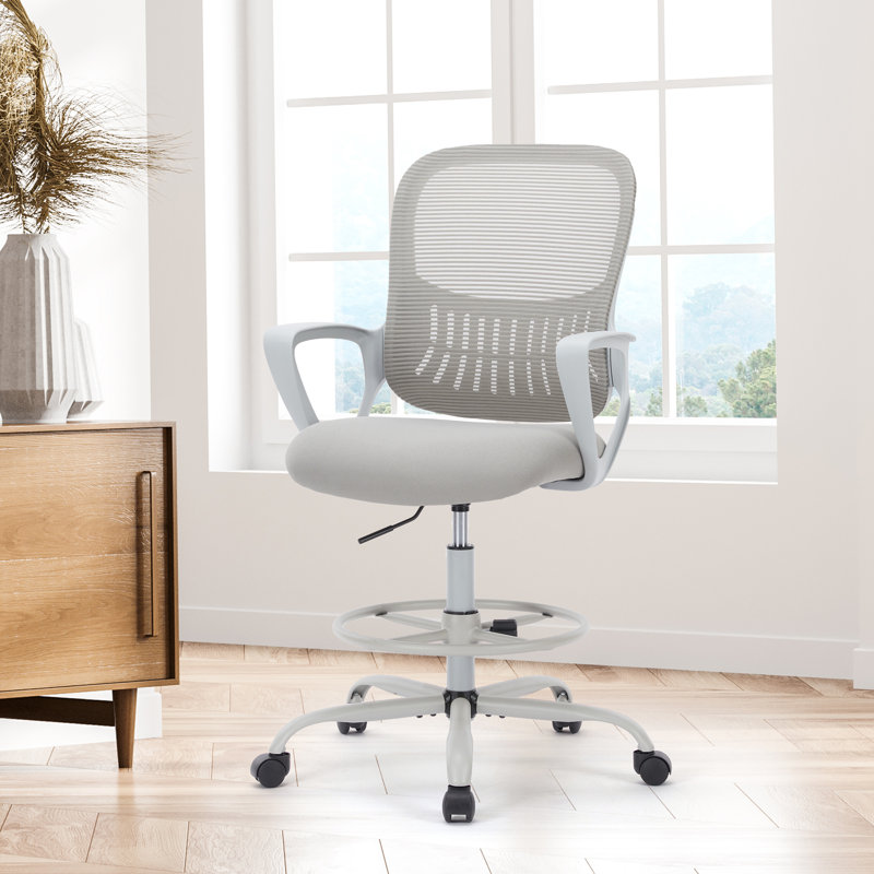 Chaise de travail ergonomique en maillage, Gris clair