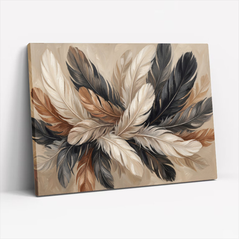 Ensemble de 1 tableau sur toile « Plumes », H 20 po x l 30 po, Toile tendue