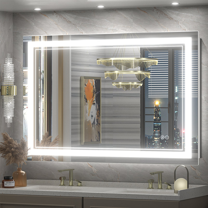  Wayfair Basics® UL Certified LED Anti-Fog Tempered Glass Bathroom/Vanity Mirror , 48" x 30"