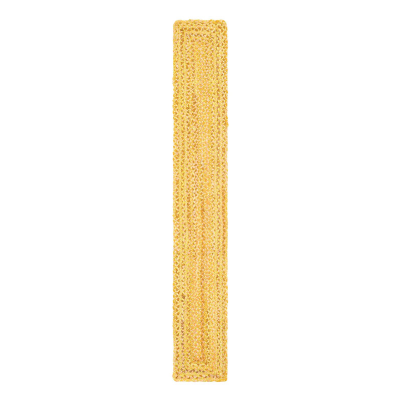 Kahwajian Hand-Braided Cotton Yellow Area Rug, Table Runner 1'2" x 8'