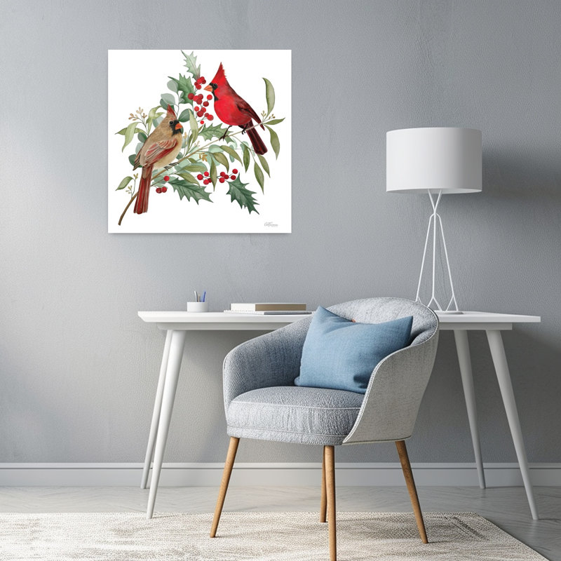 Cardinal Couple 1 Piece Wrapped Canvas Wall Art, 60.96cm H x 60.96cm W