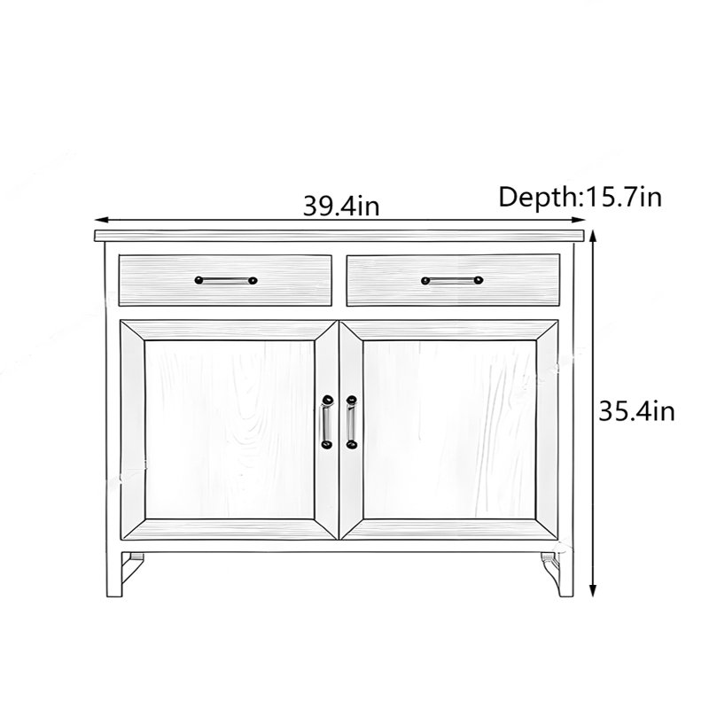 American Country Solid Wood Entryway Cabinet, 35.4" H x 39.4" W x 15.7" D