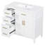Meuble-lavabo de salle de bain avec lavabo, meuble-lavabo simple blanc à 4 tiroirs (1 tiroir rabattable), 2 portes et tablette ajustable, armoire en bois de pin et panneau de fibres à densité moyenne avec lavabo en céramique