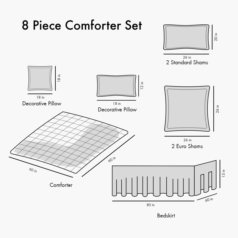 Ensemble d'édredon 8 pièces, Édredon de grande taille et 6 pièces supplément