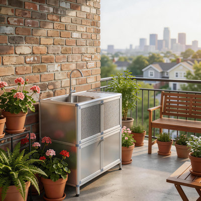This Multi-Functional Floor-Standing Sink Is Made Of Thickened Stainless Steel And Features Built-In Storage Cabinets. It Has A Reasonable Size And Can Be Installed In Indoor Laundry Areas Or Outdoors.