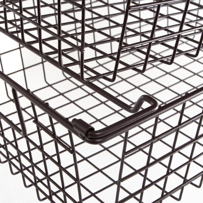 Stackable Metal Storage Baskets (Set of 2), Espresso, 5.5" H x 12" W x 16" D