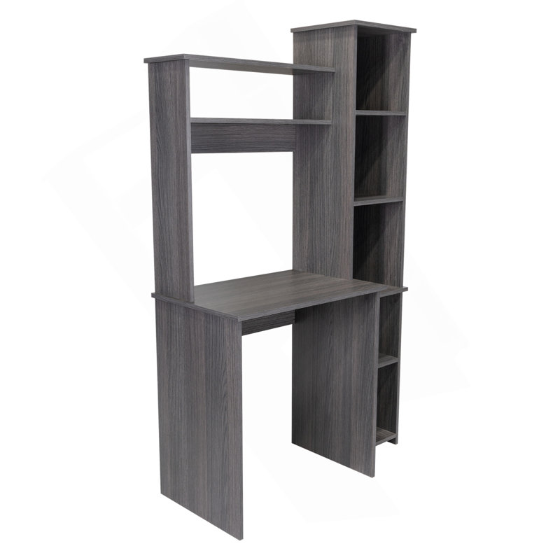 Bureau d'écriture Versalles, deux tablettes, cinq casiers, Gris