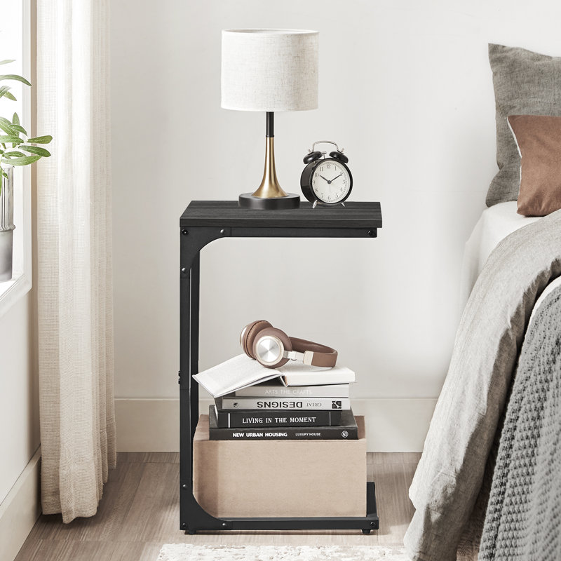 C-shaped End Table, Ebonized Oak/Black, 24.4" H x 15.7" W x 11.8" D
