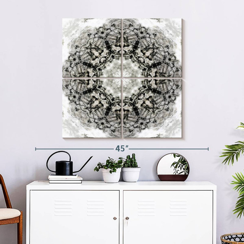 Avery Black White Kaleidoscope II, 74" H x 74" W