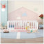 Twin Size Wood Floor Bed Frame With Fence And Door-1488942192