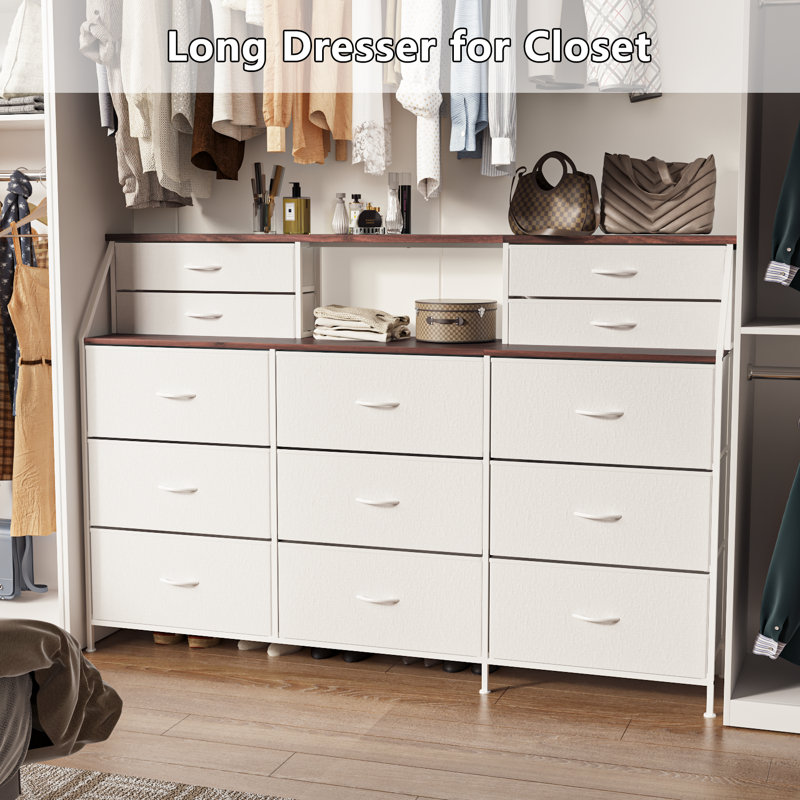 70" Bedroom Dresser With 13 Large Drawers, White