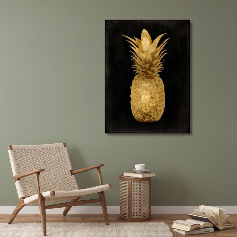 Bayou Breeze Bennett, art sur toile tendue de la galerie Kate: Gold Pineapple on Black I KTB114253, H 36 po x l 28 po