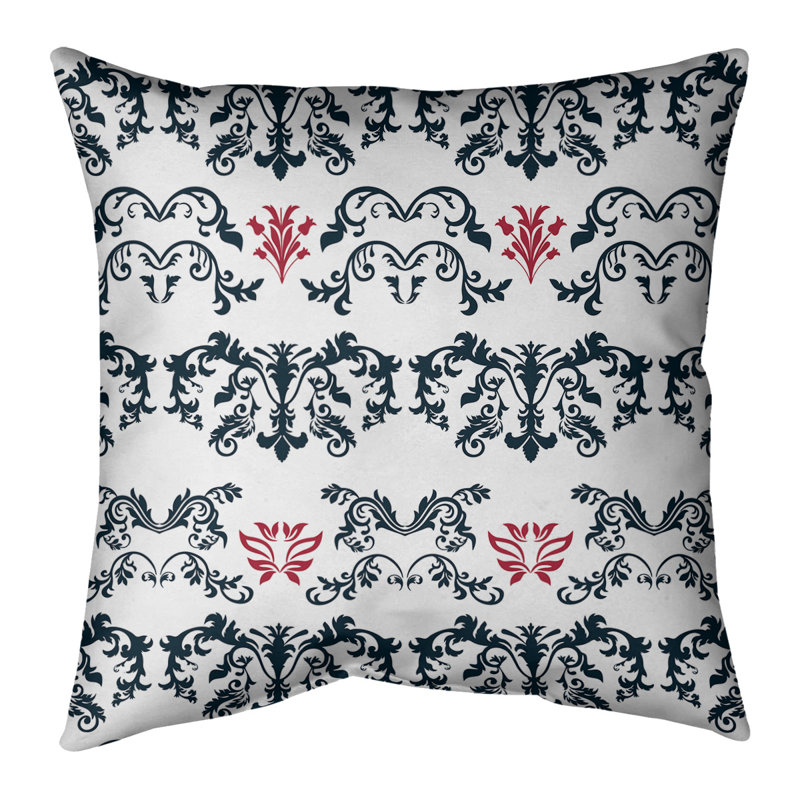 Housse de coussin Houston Football Baroque, Blanc/noir/rouge, Faux lin, 26 po x 26 po