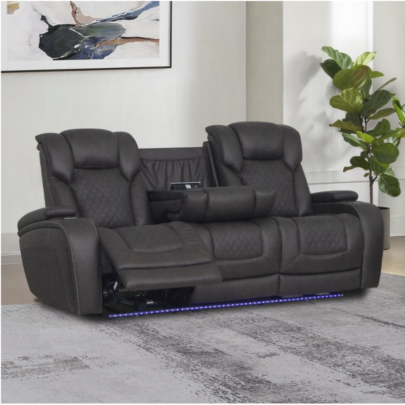 Canapé Wendell Power Motion avec table rabattable, rangement, USB et DEL