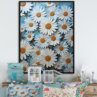 «White Daisy Meadow Elegance IV», reproduction sur toile