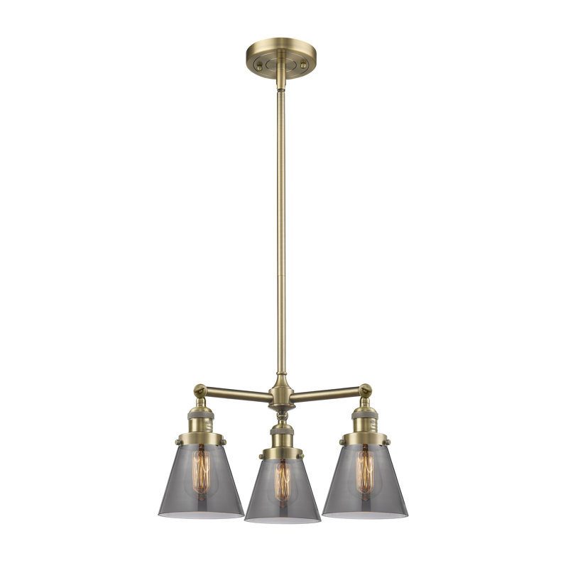 Lustre-light Malmesbury, H 11 po x l 19 po x P 19 po, Plaqué couleur fumée, Laiton antique