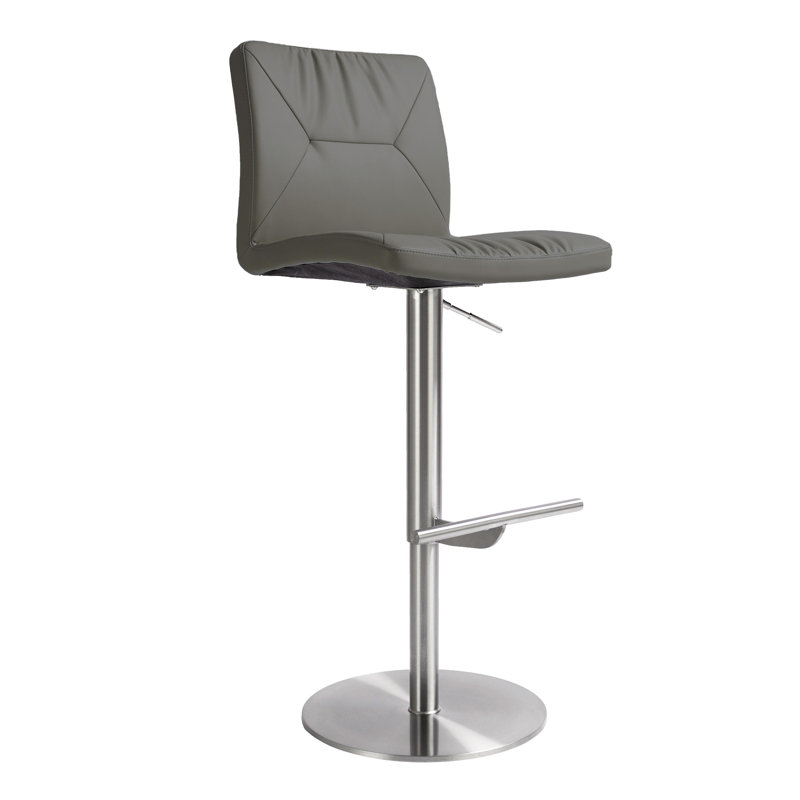Tabouret ajustable en cuir Lowgan, Gris foncé