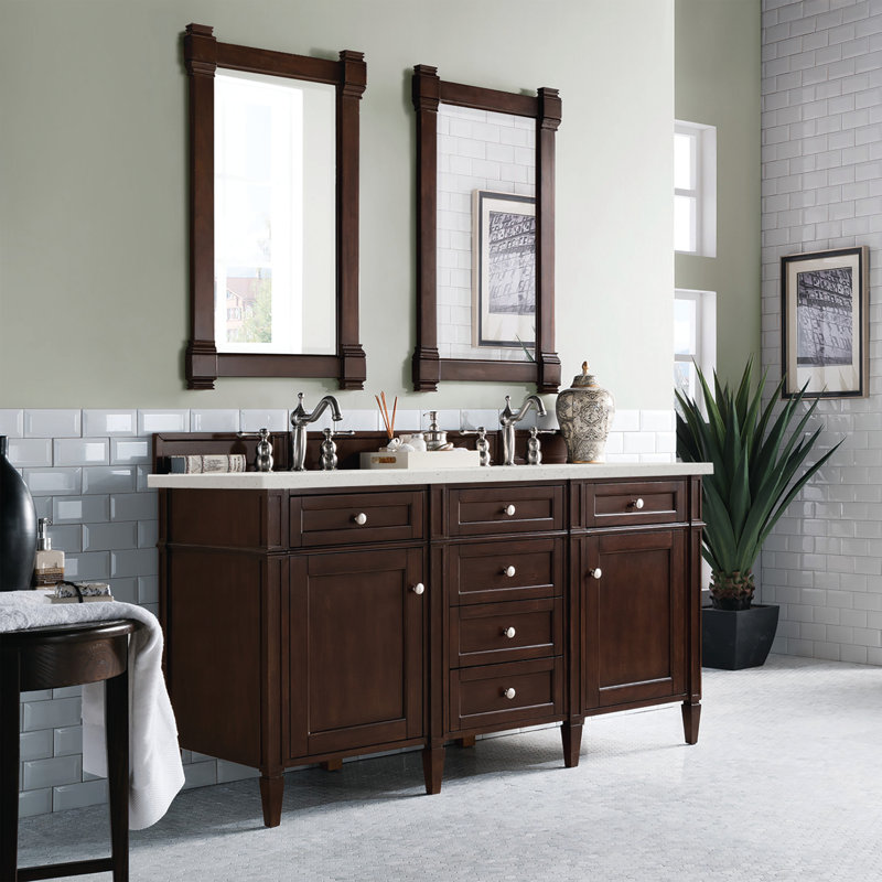 Brittany 60'' W Double Vanity, 8" Widespread, Pecan, Siberian