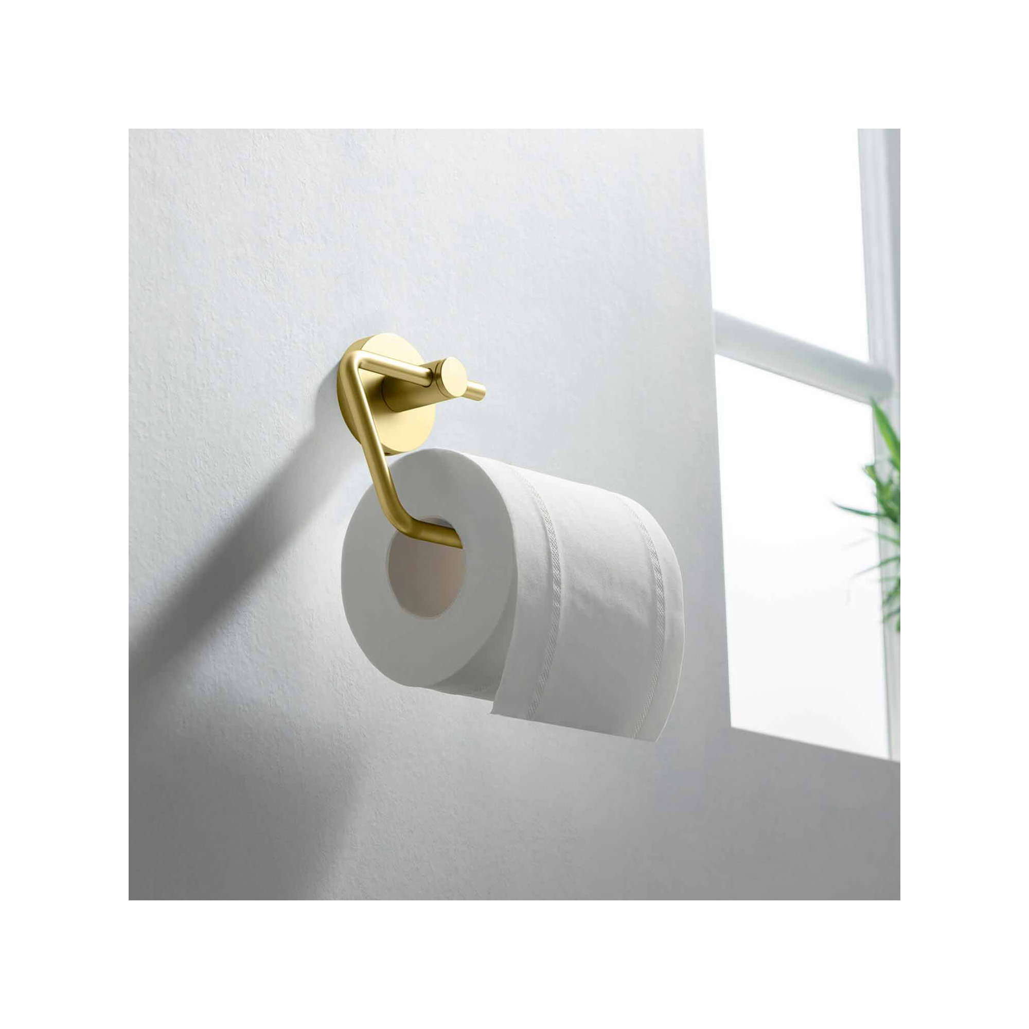 Circular Toilet Paper Holder, Brushed Gold