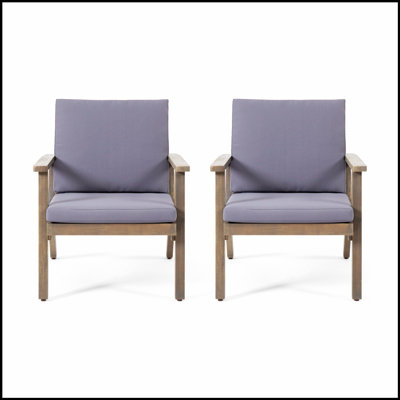 Élégants fauteuils club d'extérieur en bois d'acacia avec coussins résistants à l'eau, parfaits pour le patio et le jardin