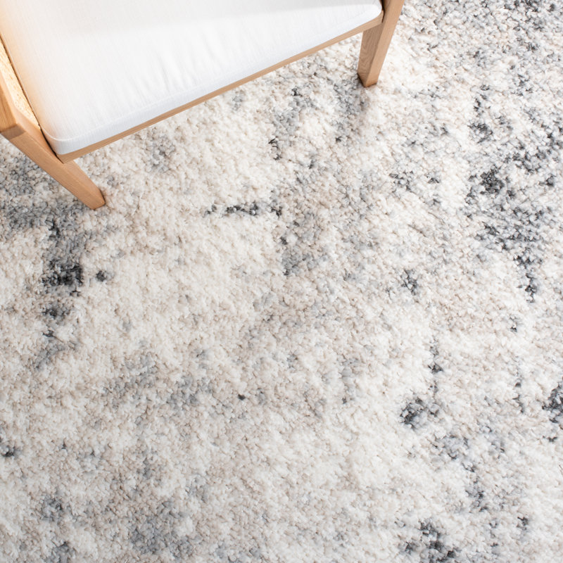 Mena Abstract Gray/Ivory Area Rug, Rectangle 6'7" x 8'7"