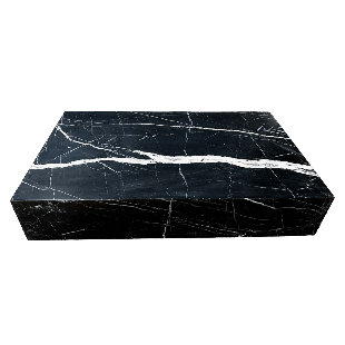 Genuine Marble Block Coffee Table - Black Marble, 54" Extra Large