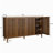 63-inch Walnut Wood Edge Table Sideboard with Storage, Grated Striped 4-Door Sideboard, Multi-functional Decorative Cabinet, Suitable for Dining Room, Living Room, Entrance, Kitchen