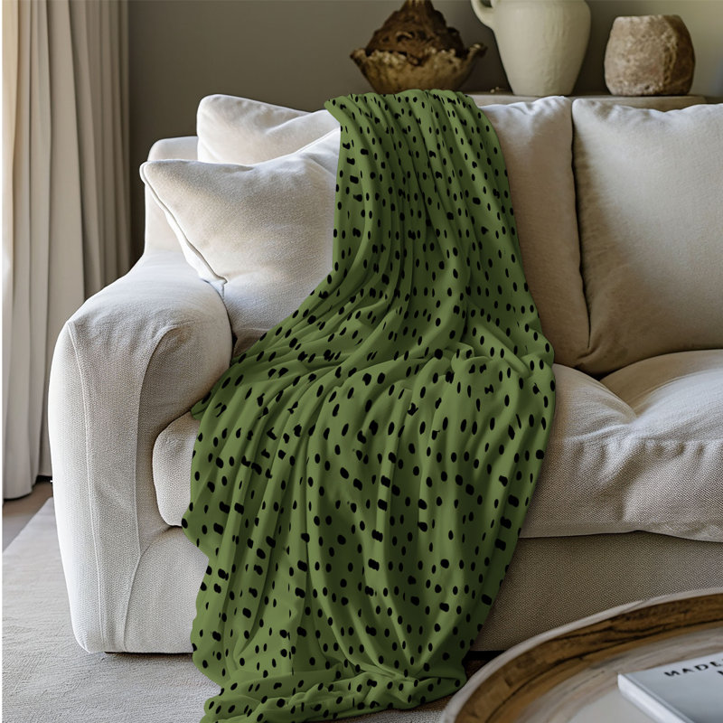 Conception olive noire - couverture en sherpa de qualité supérieure 1 pièce, Grand lit