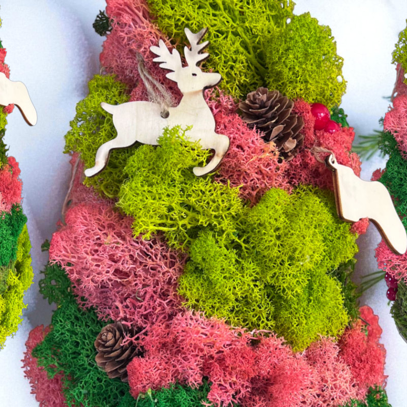 Cône d'arbre de Noël mousse 3D préservé - tourbillon rose