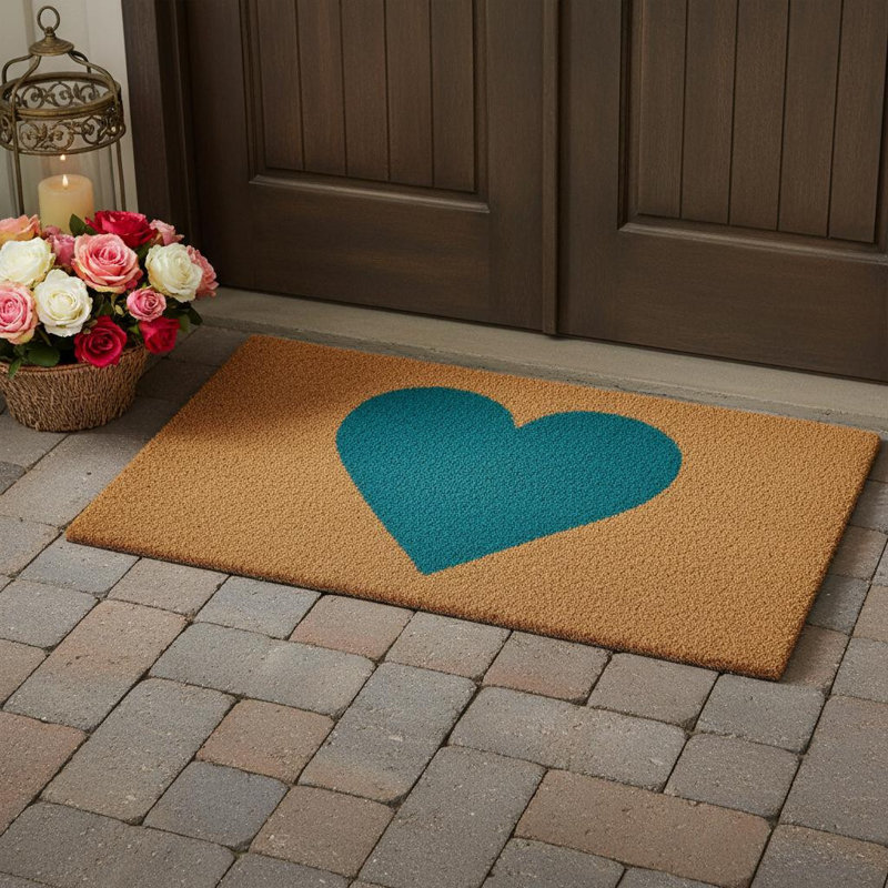 Paillasson 24 po x 48 po brun et turquoise, 24" W X 48" L