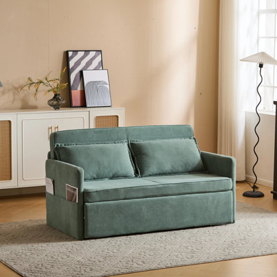 Canapé-lit convertible 3-en-1, canapé-lit escamotable avec plateau pliable et ports USB / type-c, causeuse en tissu