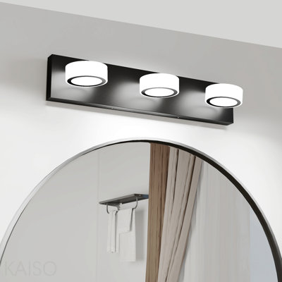 Luminaire de salle de bain à DEL 3 lumières rondes en acrylique blanc avec base noire