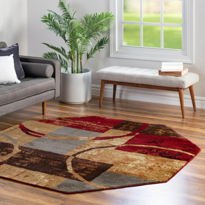 Tapis contemporain Samiyah de couleur grillée