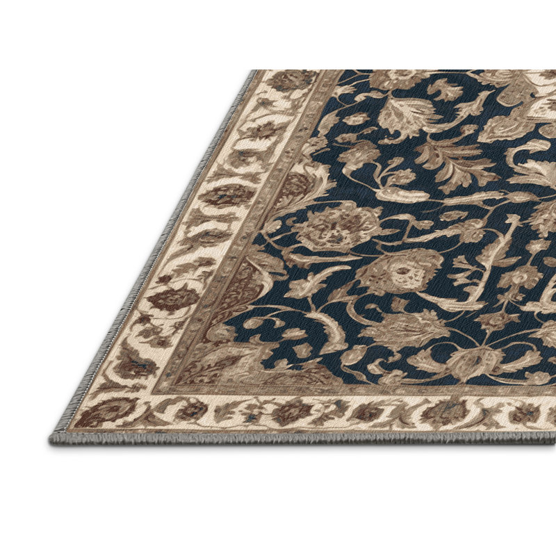 Tapis persan gris lavable à la machine, Rond 4 pi